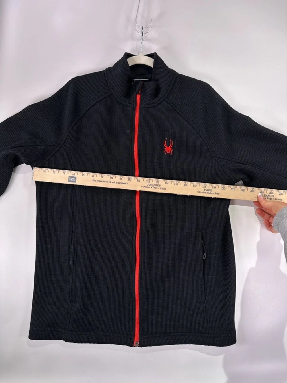 Spyder Men's Constant Full Zip Waffle Knit Sweater Jacket Black Red Large